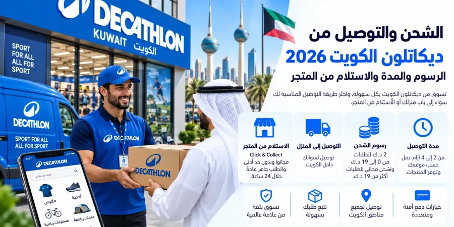 الشحن والتوصيل من ديكاتلون الكويت 2026 | الرسوم والمدة والاستلام من المتجر